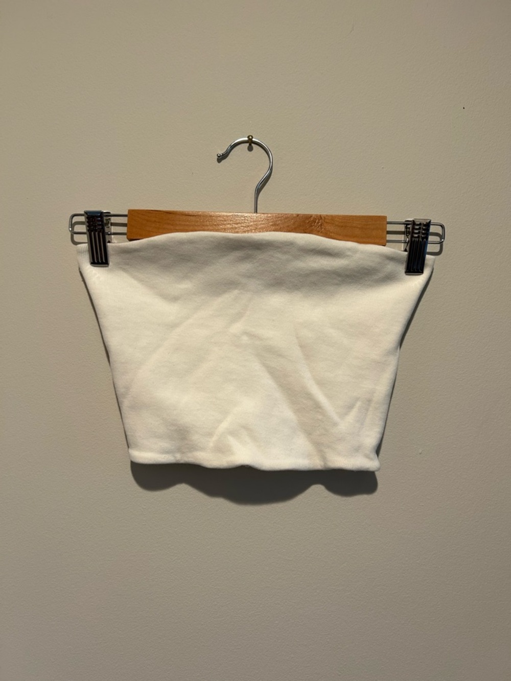 Zara White Strapless Ribbed Bandeau Top